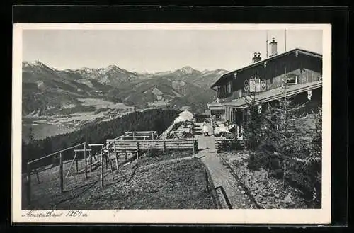 AK Neureuthaus, Berghütte mit Aussichtsterrasse