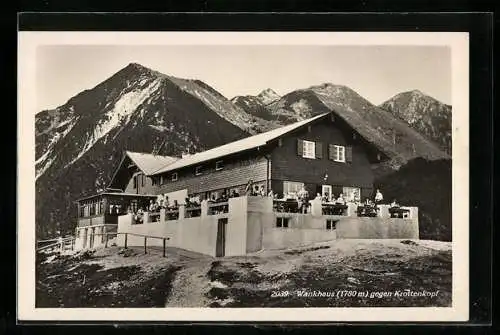 AK Wankhaus-Hütte, Ansicht der Berghütte gegen Krottenkopf