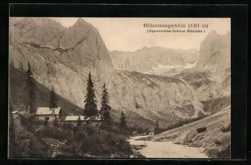 AK Höllentalangerhütte, Berghütte vor Felsengipfeln
