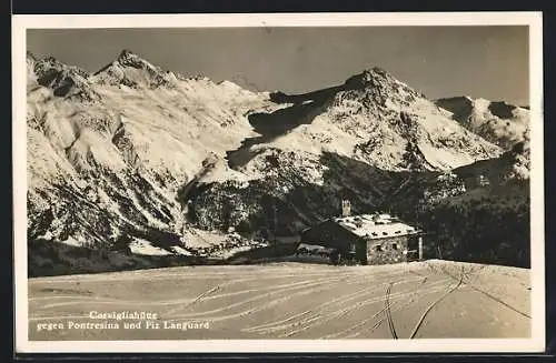AK Corvigliahütte, Berghütte gegen Pontresina und Piz Languard