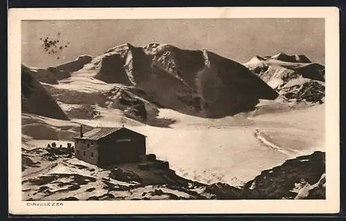 AK Diavolezzahütte, Berghütte gegen Piz Palü
