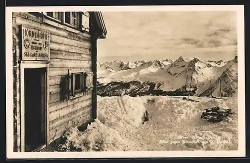 AK Hörnlihütte, Berghütte gegen Weissfluh und Küpfenfluh