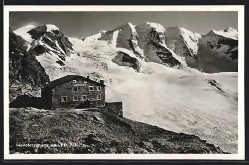 AK Diavolezzahütte, Berghütte mit Piz Palü