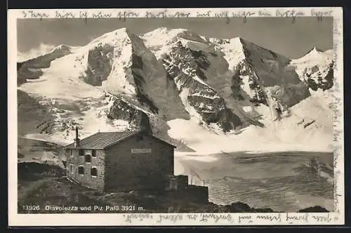 AK Diavolezzahütte, Berghütte und Piz Palü
