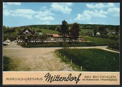 AK Buchhagen, Blick zum Gasthaus Mittendorf