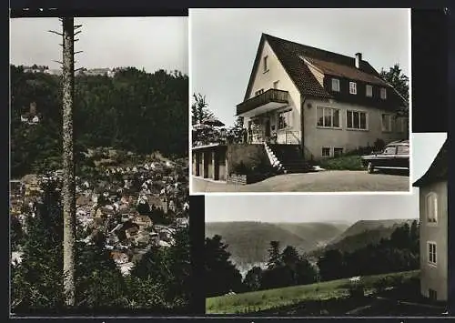 AK Unterlengenhardt /Schwarzwald, Gasthaus-Pension Schwarzwaldhof, Ortsansicht aus der Vogelschau