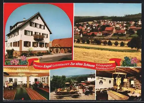 AK Krumbach /Odw., Hotel-Pension Engel mit Gästehaus Antonia und Grillrestaurant Zur alten Scheune