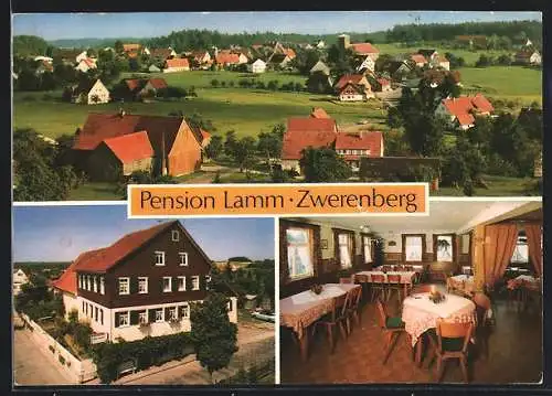 AK Neuweiler-Zwerenberg /Schwarzwald, Hotel-Pension Lamm, Ortsansicht aus der Vogelschau