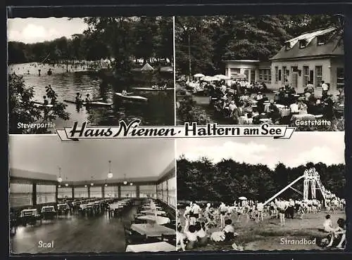 AK Haltern am See, Restaurant und Café Haus Niemen, Steverpartie und Strandbad