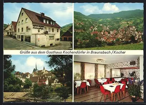 AK Braunsbach /Kocher, Ortsansicht, Gasthaus Kochendörfer