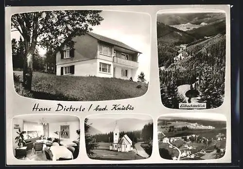 AK Kniebis, Haus Dieterle, Ellbachseeblick, Kirche