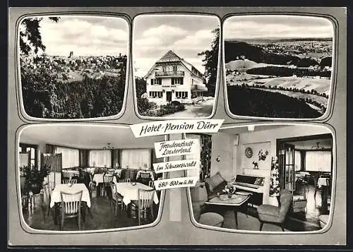 AK Freudenstadt-Lauterbad, Hotel-Pension Dürr, Ortsansicht aus der Vogelschau