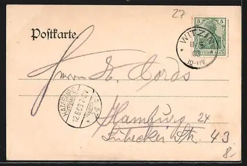 AK Sternberg i. M., Markt mit Rathaus, Kirche und Kaiserliches Postamt