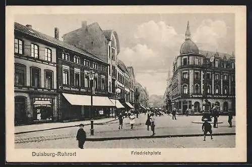 AK Duisburg-Ruhrort, Strasse am Friedrichplatz