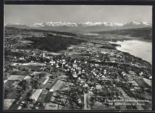 AK Meisterschwanden, Gesamtansicht mit Hallwilersee und Alpen vom Flugzeug aus gesehen