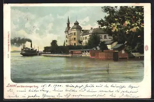 AK Leoni, Ortsansicht mit Starnbergersee