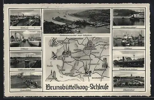 AK Brunsbüttelkoog-Schleuse, Landkarte, Schleusen-Ansichten