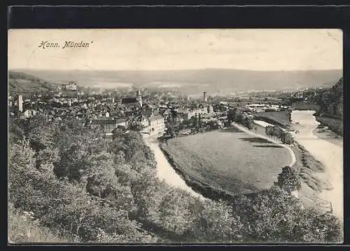 AK Hann. Münden, Panoramablick auf den Ort