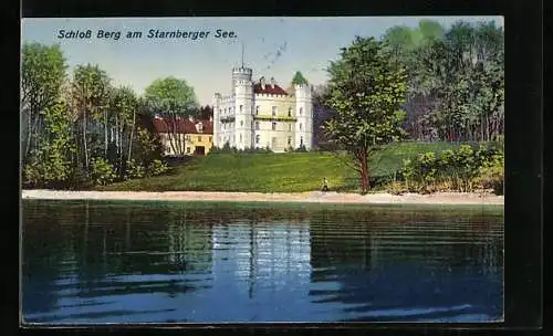 AK Berg / Starnberger See, Blick zum Schloss