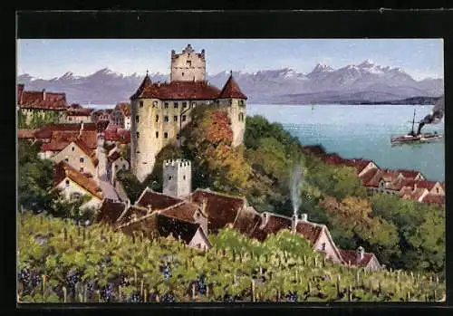 AK Meersburg / Bodensee, Teilansicht mit Schloss