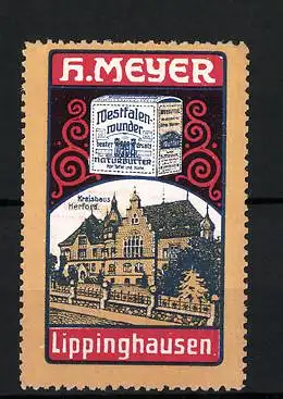 Reklamemarke Herford, Kreishaus, Westfalen-Wunder-Naturbutter, H. Meyer, Lippinghausen