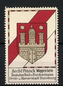 Reklamemarke Aecht Franck Wappen-Serie, Deutsches Reich u. Bundesstaaten, Freie u. Hansestadt Hamburg