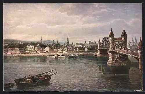 AK Bonn, Ortsansicht mit Rheinbrücke
