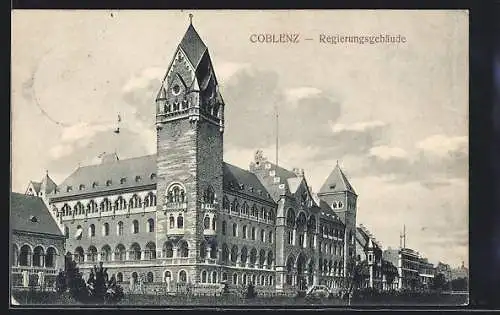 AK Coblenz, Blick zum Regierungsgebäude