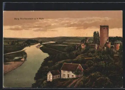 AK Blankenstein, Burg Blankenstein mit Blick in`s Ruhrtal