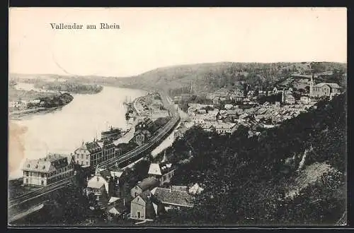 AK Vallendar am Rhein, Gesamtansicht von einem Berg aus