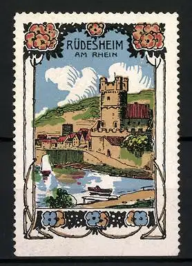 Reklamemarke Rüdesheim a. Rh., Schloss mit Umgebung