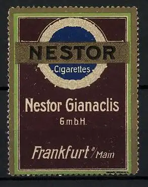 Reklamemarke Nestor Cigarettes, Nestor Gianaclis GmbH, Frankfurt a. M.