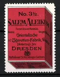 Reklamemarke Salem Aleikum No. 4, Orientalische Tabak- und Cigaretten-Fabrik Yenidze, Dresden, Zigarettenschachtel