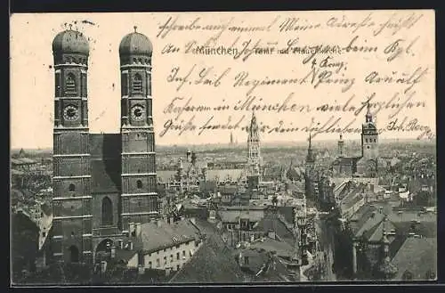AK München, Totalansicht mit Frauenkirche
