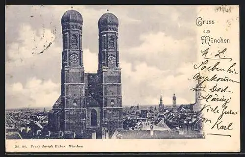 AK München, Blick zur Frauenkirche