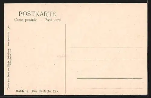 AK Koblenz, Das deutsche Eck mit Kaiser Wilhelm-Denkmal