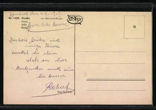 Ölgemälde-Imitations-AK Degi Nr. 1026: Rosen