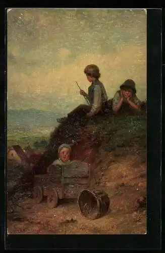 Ölgemälde-Imitations-AK Degi Nr. 420: Dorfkinder