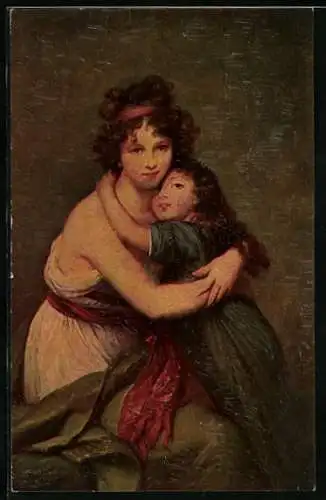 Ölgemälde-Imitations-AK Degi Nr. 1100: Künstlerin mit Tochter