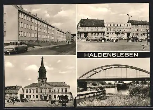 AK Haldensleben, Rolandstrasse, Friedrich-Engels-Platz, Rathaus, Neue Brücke