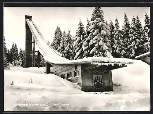 AK Schönwald / Schwarzwald, Adler-Schanze im Winter