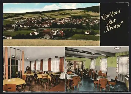 AK Unterhaun / Hersfeld, Gasthaus Zur Krone, Inh. Erich Diehl, Ortspanorama