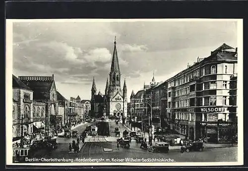 AK Berlin-Charlottenburg, Hardenbergstrasse mit Kaiser Wilhelm-Gedächtniskirche