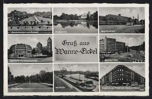 AK Wanne-Eickel, Bahnhofsanlagen, Westhafen & Stadtgarten