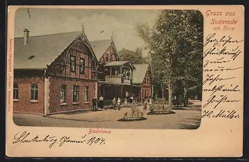 AK Suderode am Harz, Blick zum Badehaus