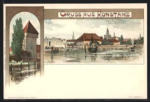 Künstler-AK K. Mutter: Konstanz, Ortsansichten