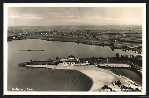 AK Haltern a. See, Fliegeraufnahme von Stadt und See