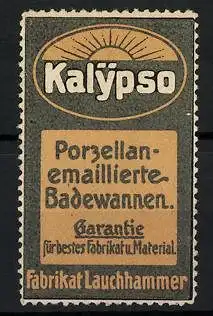 Reklamemarke Kalypso Porzellan-emaillierte Badewannen, Fabrikat Lauchhammer