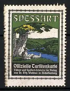 Reklamemarke Spessart, Offizielle Turistenkarte, Führer und Spessart-Literatur Verlag Dr. Götz Werbrun, Aschaffenburg