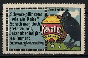 Reklamemarke Kavalier vorzüglichste Lederputz-Creme, Rabe nebst Dose